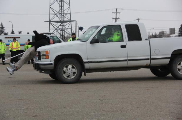 metroregina's tweet photo. Saskatchewan law enforcement get hard-hitting lesson on vehicle, pedestrian collisions http://t.co/pZ7TXD5aK1 http://t.co/HugqiFN2uK