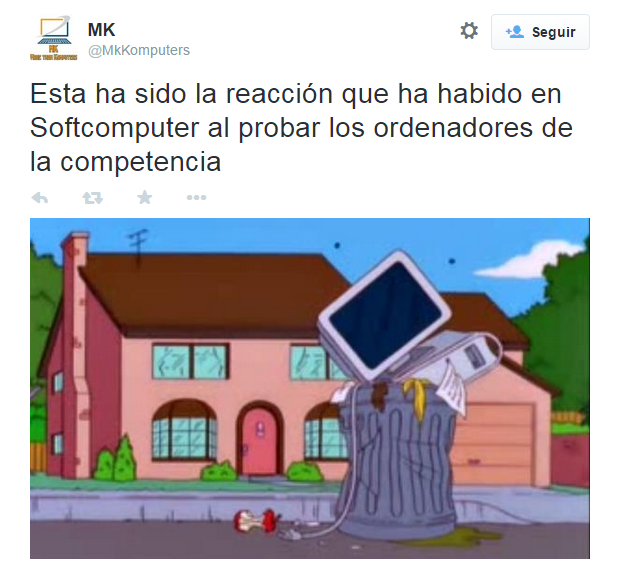 SoftComputerAlc's tweet image. Gracias @MkKomputers por la deportividad con la que asumen el fracaso. Recuerden llevar su producción al punto limpio