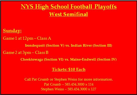 Game 2 <a href="/NYSPHSAA/">NYSPHSAA</a> Football Playoffs West Semifinals at 3pm | #Cheektowaga vs. #MaineEndwell | #Roc #WNY