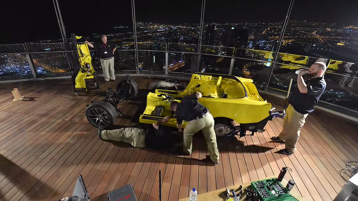 Watch a time lapse of 7 men building a <a href="/FordMustang/">Ford Mustang</a> atop the world's tallest building.
bit.ly/11kdpI1