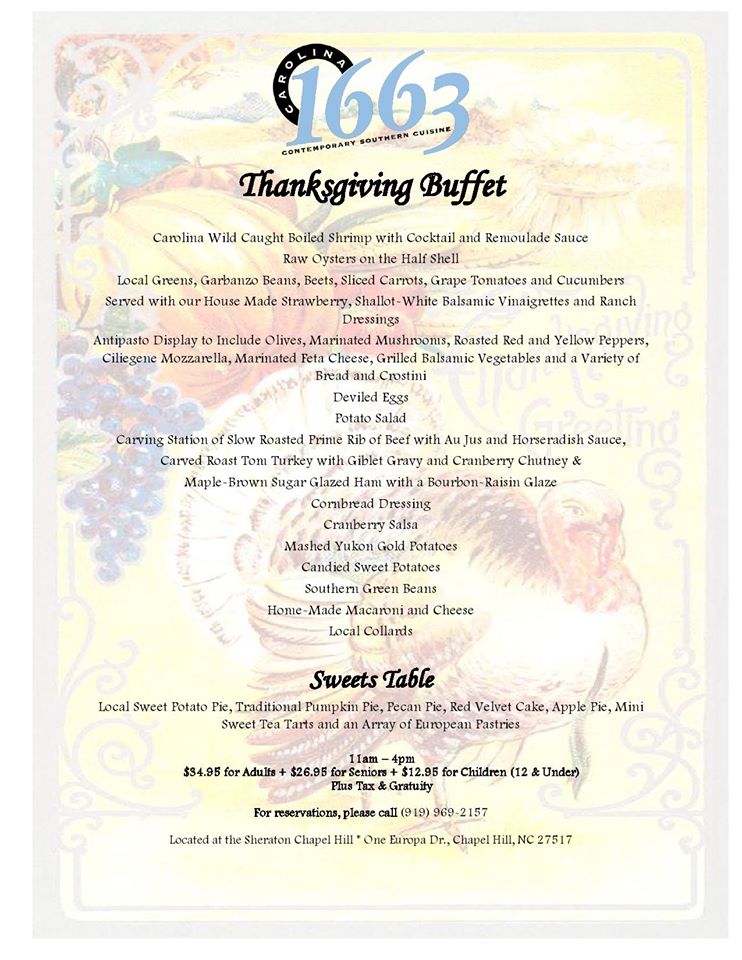Don't want to cook on Thanksgiving? We don't blame you! Let us do it for you! (919)969-2157 for reservations now!