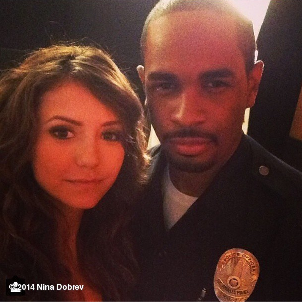 LetsBeCops's tweet photo. #regram from @ninadobrev featuring her and @wayansjr hanging out on the set of Let's Be Cops! #TBT http://t.co/axdaAWuGK6