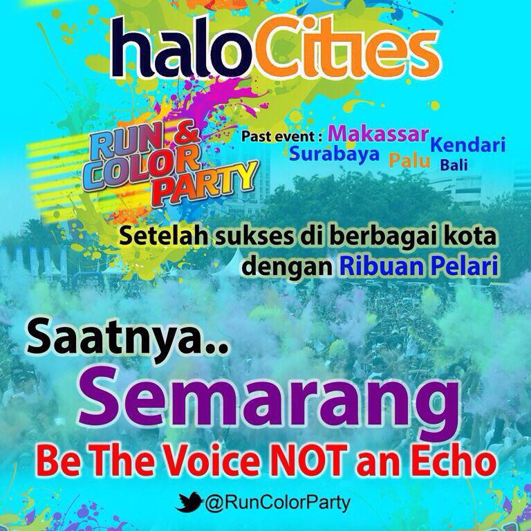 #RCP3 Ada 3 tiket GRATIS #SMGRunColorParty .Syarat RT promo ini 1 kali saja, diumumkan besok malam pukul 21:00.