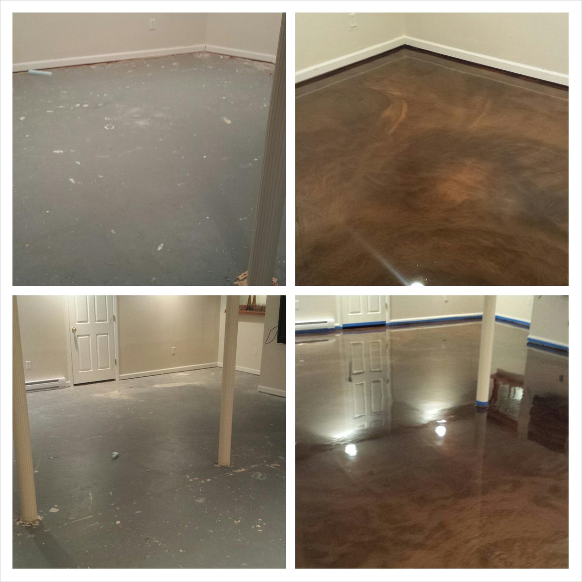 GarageandBeyond's tweet photo. Before and after of our #allureflooring for a basement in #baskingridge #nj #epoxy #decorativeconcrete http://t.co/d9KEkPV3h4