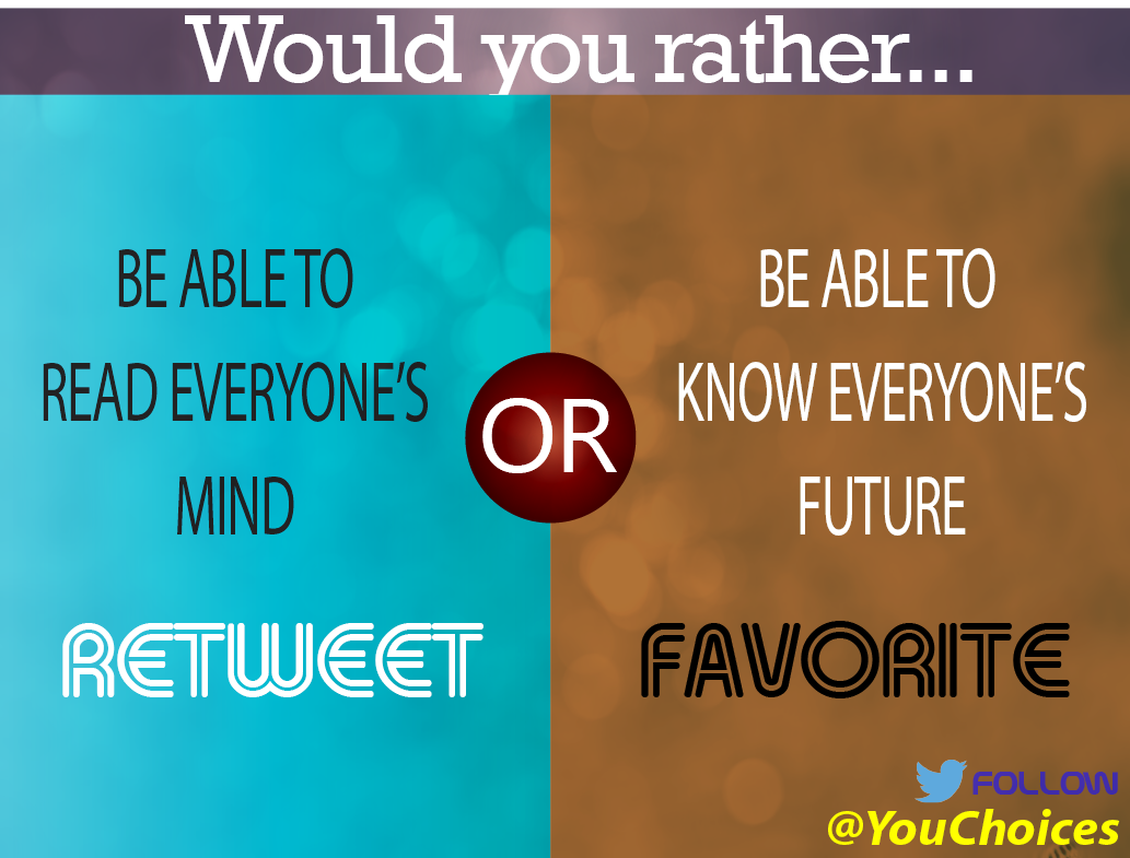 YouChoices's tweet image. Which would you rather be able to do?