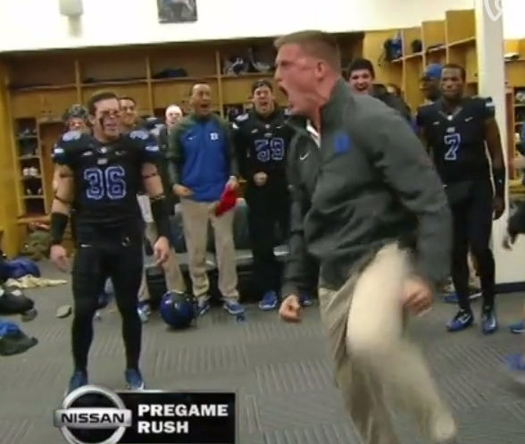 BleacherReport's tweet photo. VIDEO: A Duke assistant loses his mind in the locker room, throws a chair before game vs. UNC http://t.co/59m5u79X08 http://t.co/4rSe5hSM4D