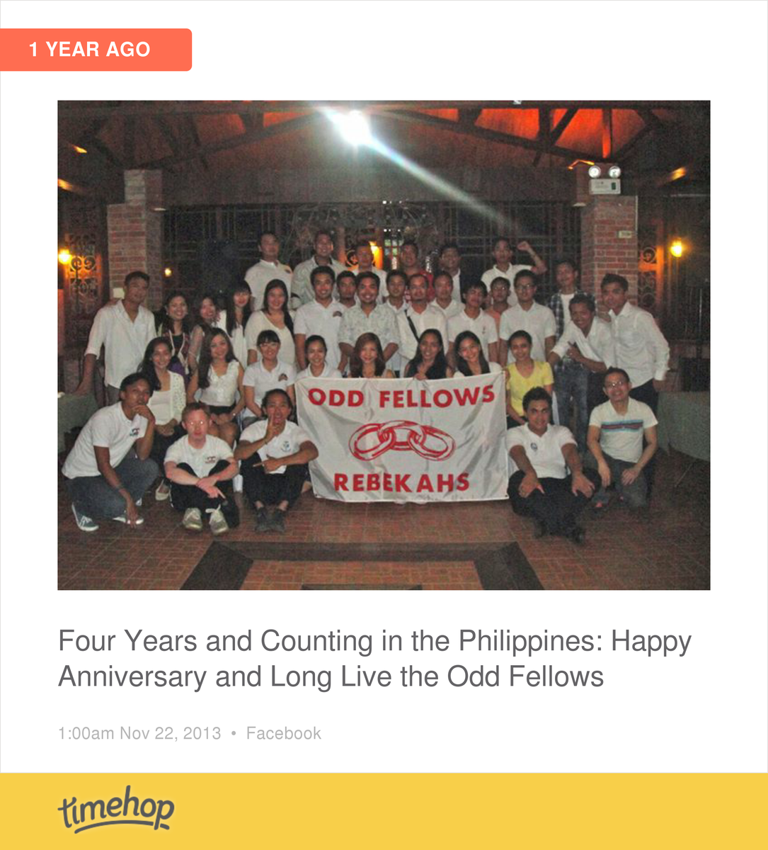 bujui's tweet photo. I am a proud Odd Fellow..😊 Happy Anniversary Kapatirang Watchdog Lodge and Odd Fellows Philippines! In FLT. �... http://t.co/8Kigbd9tEQ