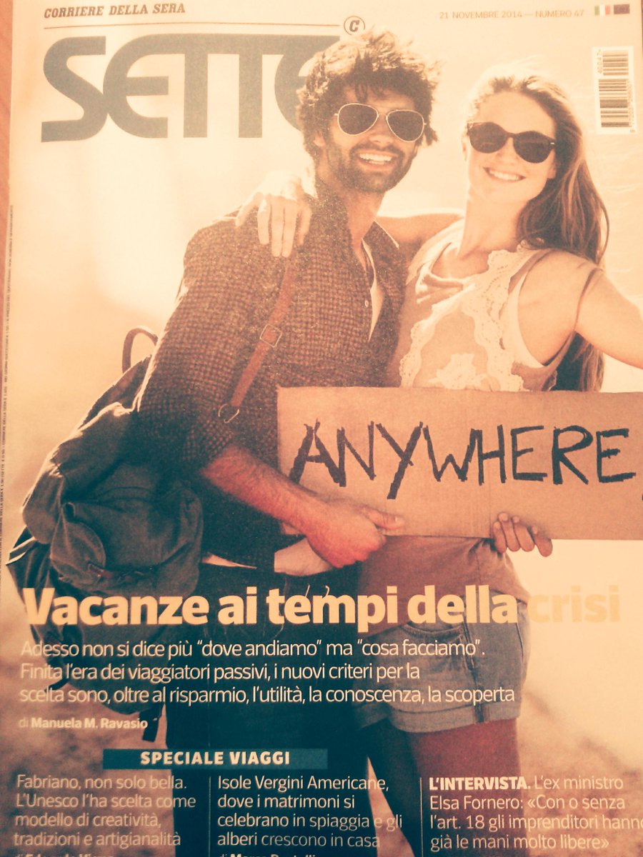 #destinazioneumana in copertina su Sette di @Corriereit :) Si parla anche di #sharingholiday! <a href="/FuoritracciaCom/">Fuoritraccia.com</a>