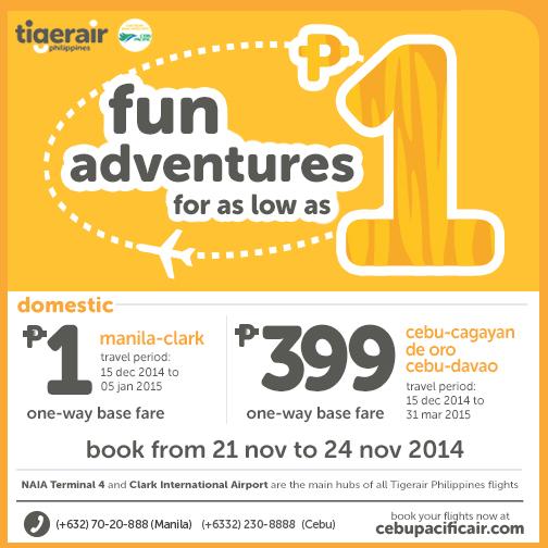Fun adventures for as low as ₱1.00 with #TigerairPHSale!
Book your flights now at bit.ly/CEBTigerairph