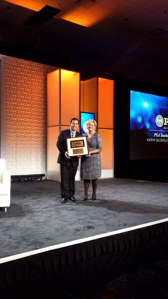 LFingerPGA's tweet photo. Congrats to @KGJgolf for @pgaofamerica National Teacher of the Year. #FirstWomanWinner #DualMember @lpgateachers http://t.co/lAlUet7tvo