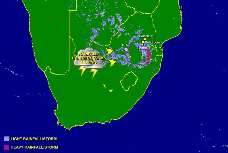 Dullsweather's tweet photo. Dullstroom: Latest rainfall Sat image. Thunderstorm now active in the area. Small dust storm passed SE of village. http://t.co/BuNzrQIsiM