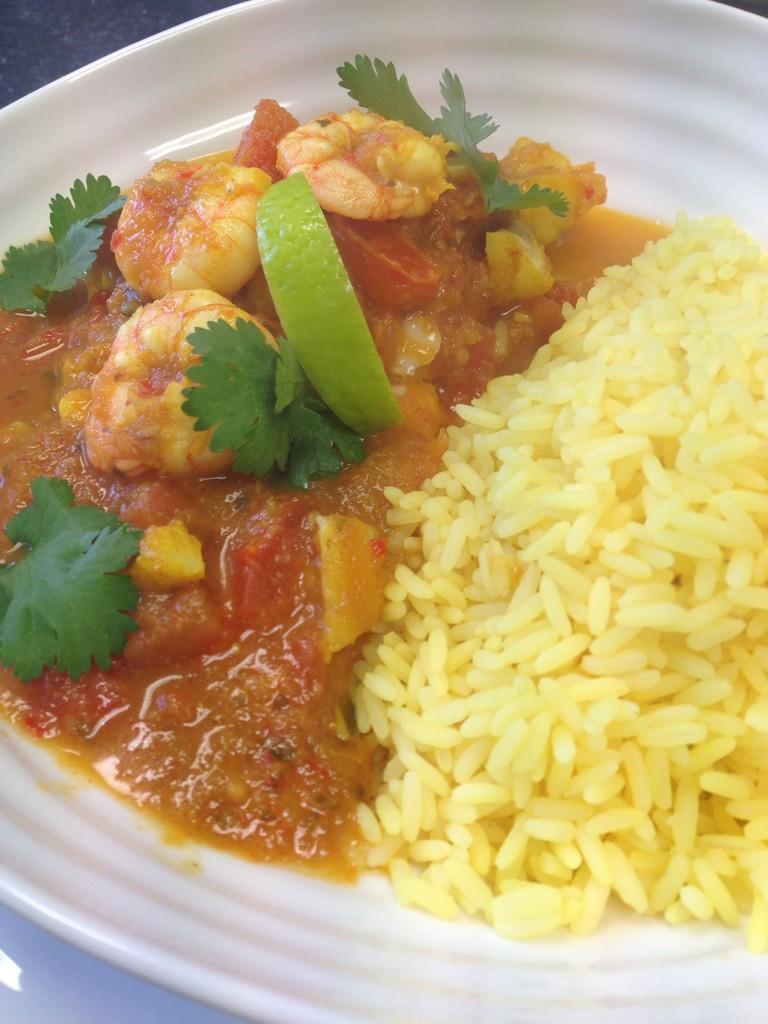 Burmese Tomato , Cod and King Prawns Curry. Fish Friday!!