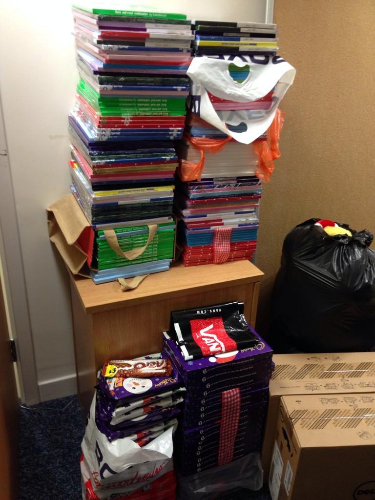 ShaunTymon's tweet photo. Ask @YCHscarboro people to donate some advent calendars to #foodbanks - this is what you get! http://t.co/SN54BCCemr