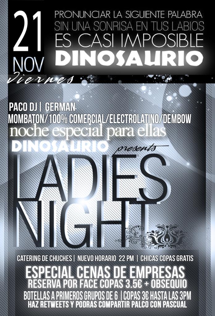 DINOSAURIO_Vva's tweet photo. Esta Noche te esperamos #Copas3€ #Botellones #LadiesNight #Chuches #EspecialCenasNavidad http://t.co/gWHiXtHBDx
