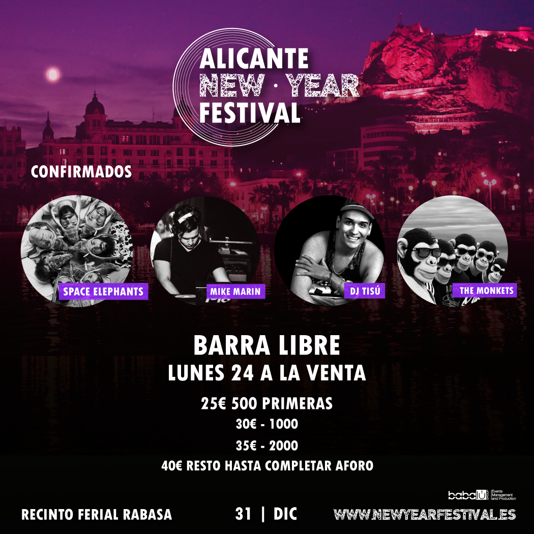 1er AVANCE: 
Barra Libre + @spaceelephants2 + @djmonkets + <a href="/Tisu_Official/">TISU LA SUPER-T</a> + @DJmikemarin
Lunes 24- 500 entradas a 25€