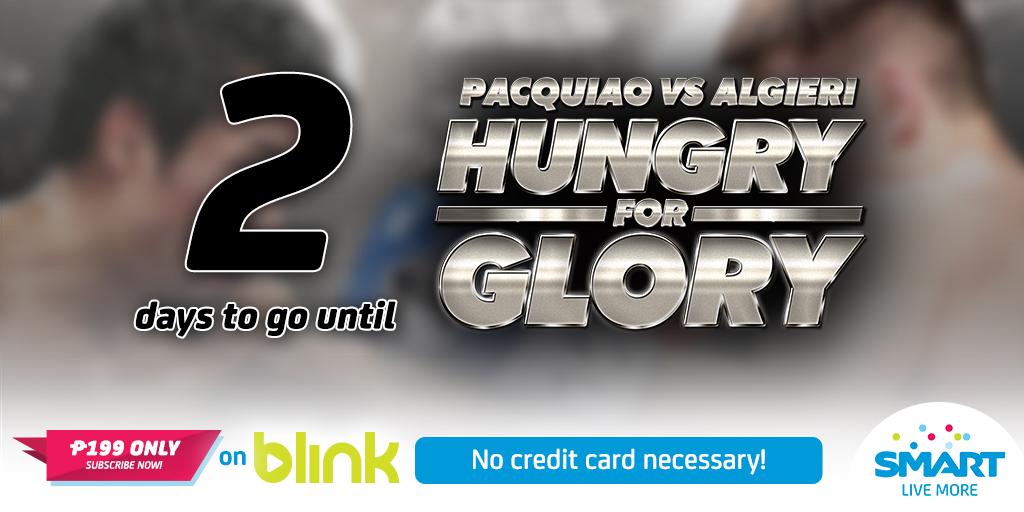 LiveSmart's tweet photo. Can you smell the hunger for glory? Watch Pacquiao-Algieri LIVE on mobile with #SmartBlink! http://t.co/6o4XIGari2 http://t.co/7XeEG8SYP1