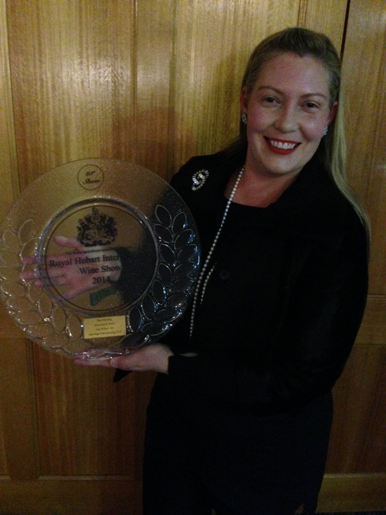 LouiseRadman's tweet photo. Riesling trophy #gattwines #HighEden Riesling 2014 #hobartroyalwineshow #tasmania #wine #restaurantaustralia http://t.co/VoxxtUaSxa