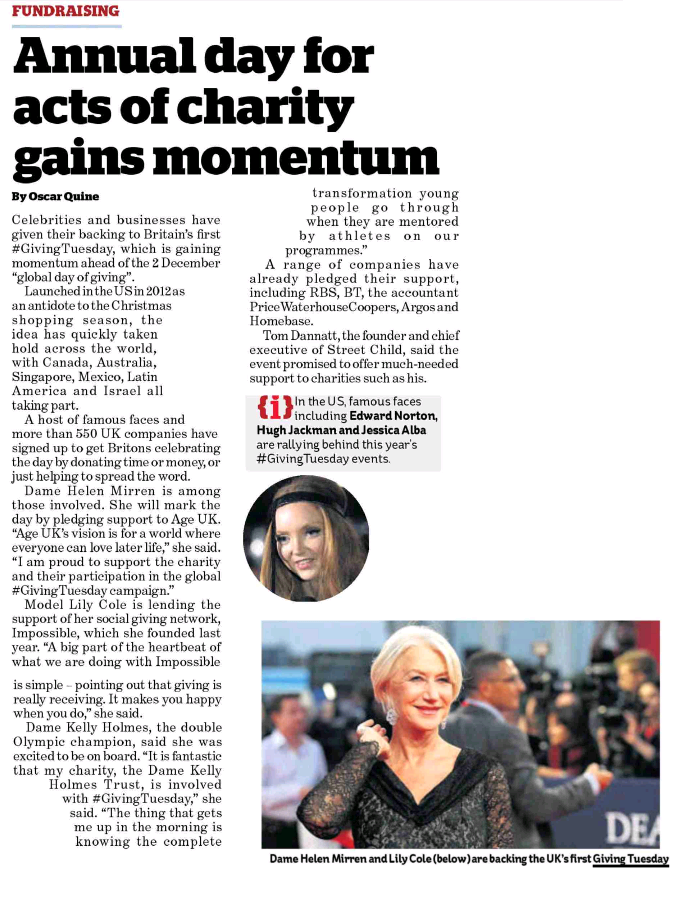 #GivingTuesday UK (@givingtuesdayuk) on Twitter photo Massive thanks to the <a href="/theipaper/">The i Paper</a> for promoting #GivingTuesday! Make sure you pick up a copy today :) Massive thanks to the <a href="/theipaper/">The i Paper</a> for promoting #GivingTuesday! Make sure you pick up a copy today :)
