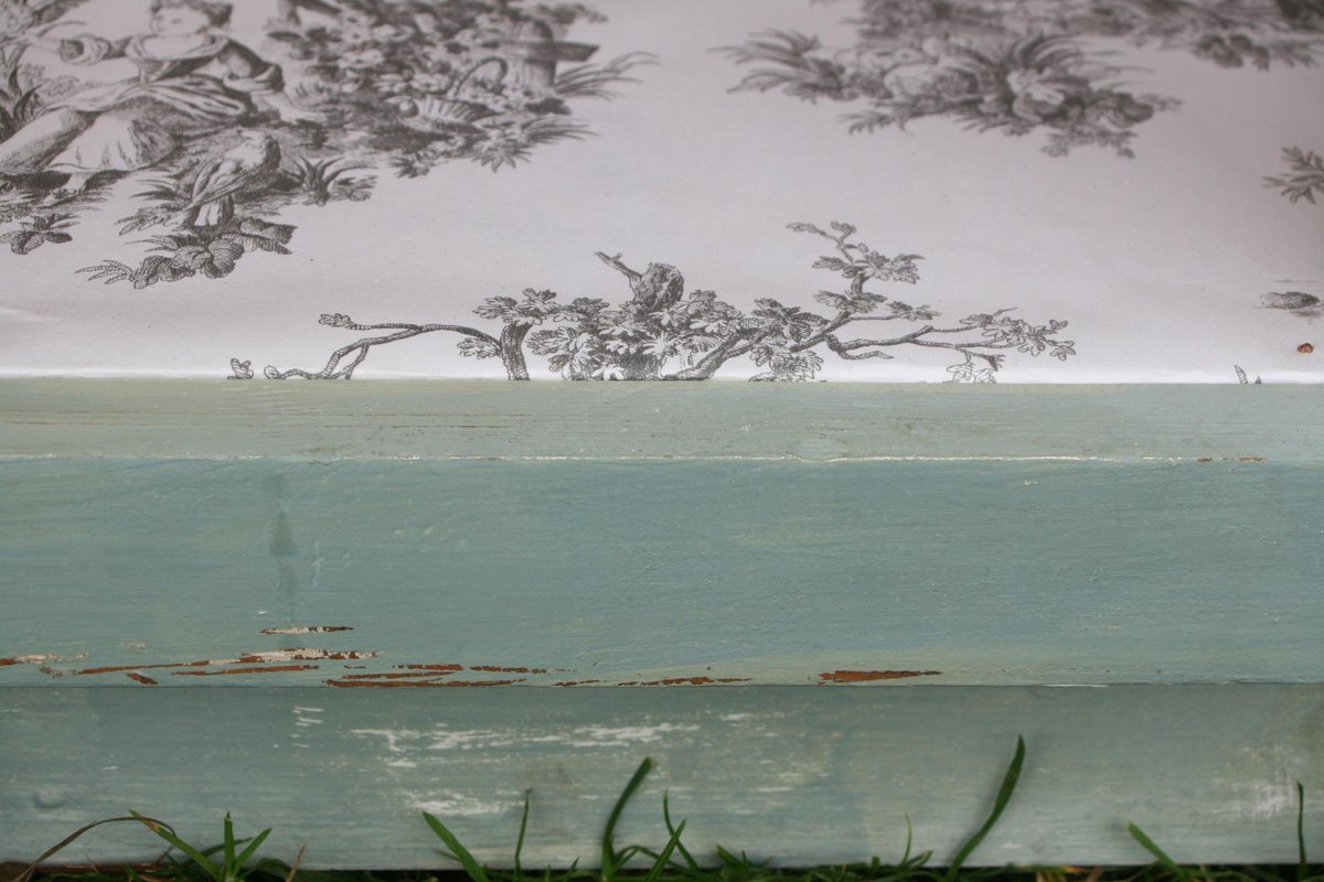 baileypointcott's tweet image. Wrapping up a cupboard which is off to its new home. Do love the Toile Du Jouy wallpaper with these paint colours