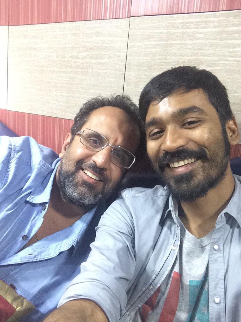 dhanushkraja's tweet photo. In Delhi at tanu weds manu 2 sets. With my most favourite Anand l rai :) miss acting under his direction http://t.co/K4jpw9R9oi