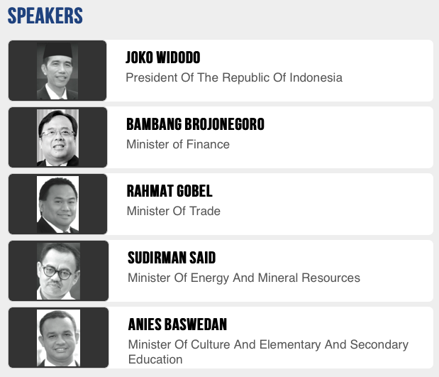 thejakartaglobe's tweet photo. Scheduled speakers #IEF2014 include President Joko Widodo. Sign up now at http://t.co/5KPFosl4j6 http://t.co/RAVeiQ4eJ0