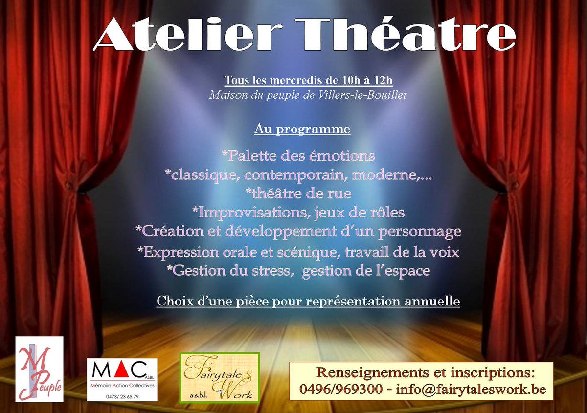ASBLMAC's tweet image. Atelier théâtre du mercredi