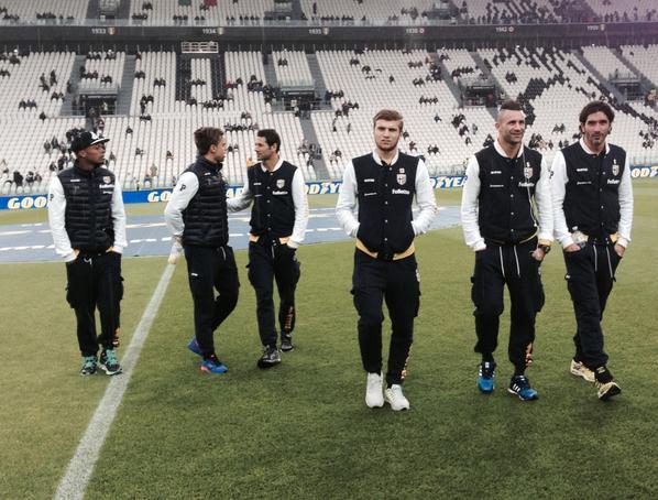 Ristovski and teammates observe the Juventus stadium