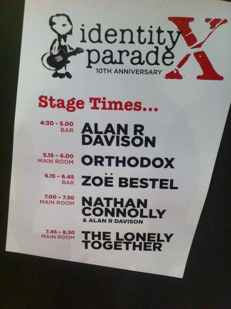 TODAY 4pm: @LittleMatador @Alan_R_Davison <a href="/lonelytogether/">The Lonely Together</a> <a href="/ZoeBestel/">zoë bestel</a> <a href="/Orthodox_UK/">Orthodox</a> <a href="/JimGellatly/">Jim Gellatly</a> <a href="/MashHouse/">The Mash House</a> #stagetimes