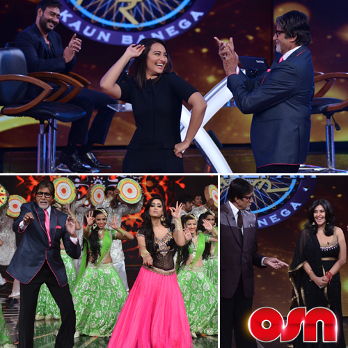 OSNplus's tweet photo. #KBC #KBC8 #Finale begins tonight. Watch #AjayDevgn #SonakshiSinha #PrabhuDeva #EktaKapoor at 19:00 KSA on #SONYTV. http://t.co/Ig6wkJdxYA
