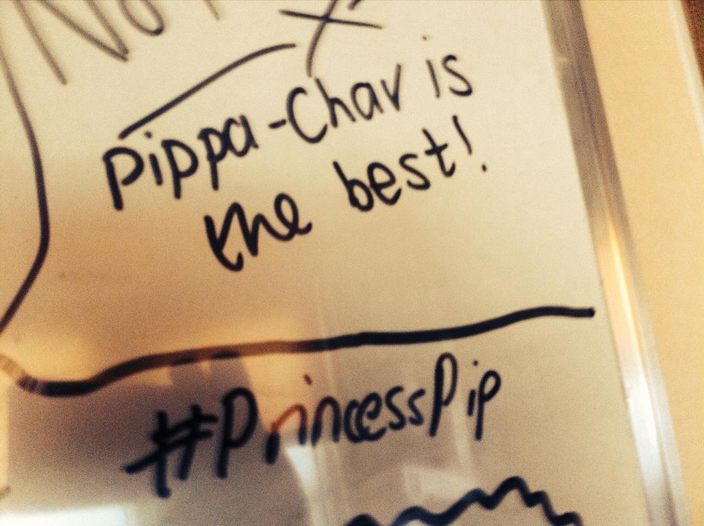 BroganSmart's tweet photo. I see that @pippa_coles had raided my white borad!😂 #PrincessPip http://t.co/3ZgiZnEoTv