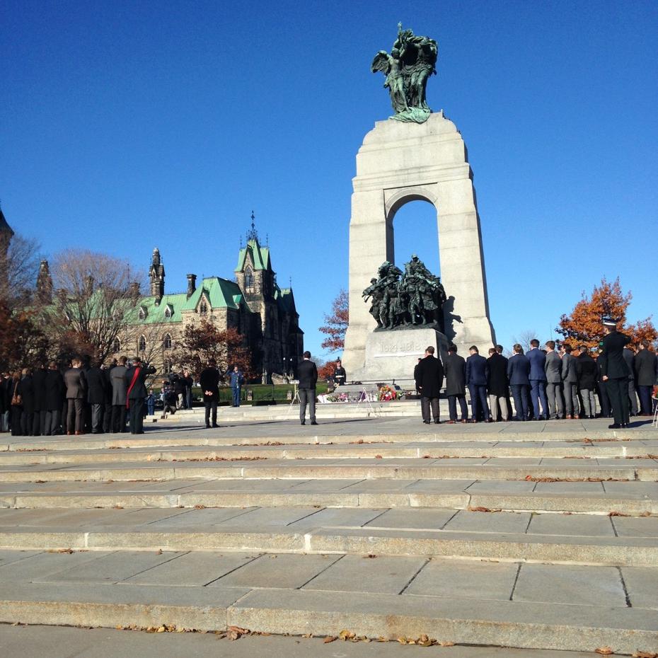 HennyTweets's tweet image. Leafs and Sens at War Memorial in Ottawa today to honour memory of Cpl. Nathan Cirillo. #tmltalk
