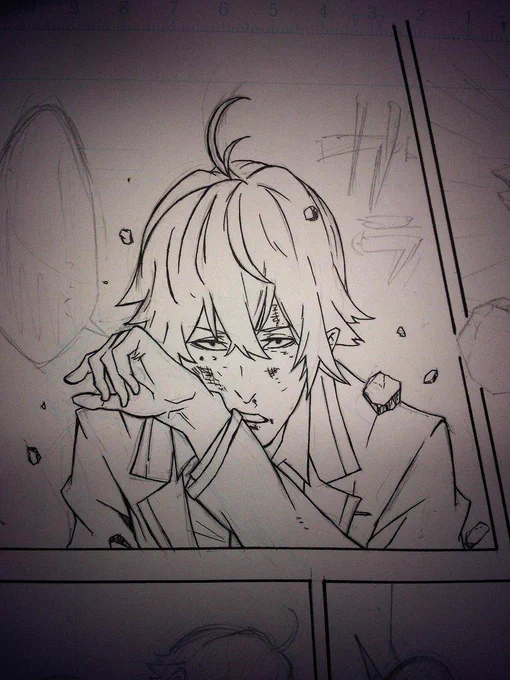 ここのこの主人公が好きなんだ。
割とうまく描けた気がするんだ。

落書きでなんかうまくいってそれトレースしたんだけどね(°_°) 
