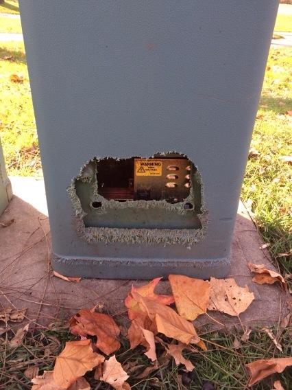 benrink's tweet photo. Probably should invest in a new irrigation box cover. And a .22. #squirreldamage #wtf http://t.co/IKn4qLOksx
