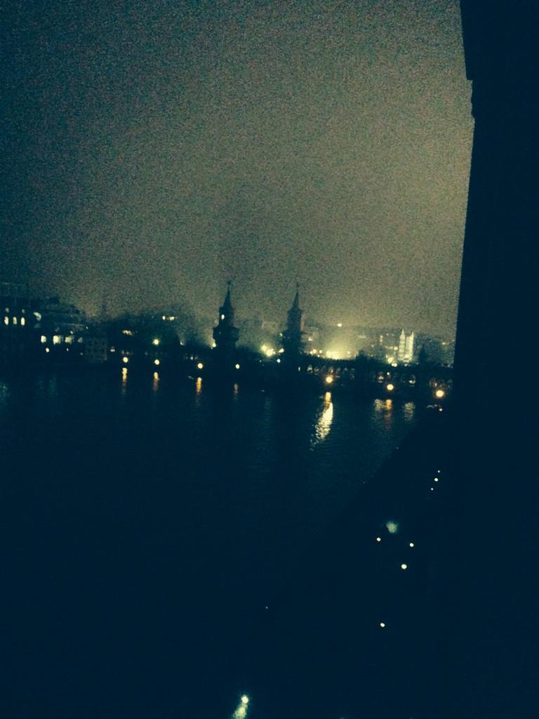 Uhura celebrates #Mauerfall2014 from office balkony in #Berlin at #oberbaumbrücke
