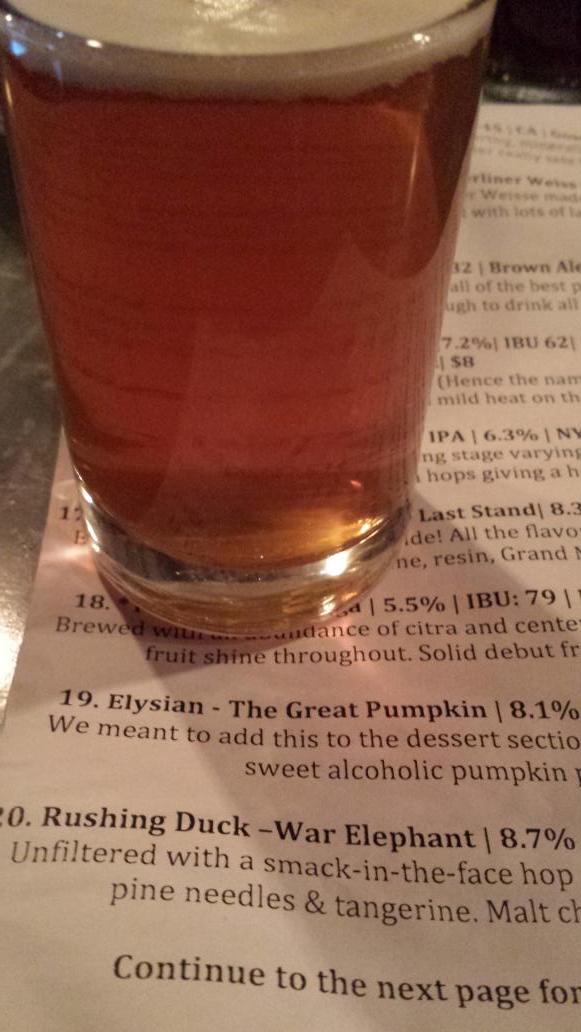 brewjourner's tweet photo. Elysian - Great Pumpkin + Nutmeg, pumpkin, caramel, milk, rum + @AlewifeNYC + 3.5/5 #CraftBeer http://t.co/3xz4Ib7kWR
