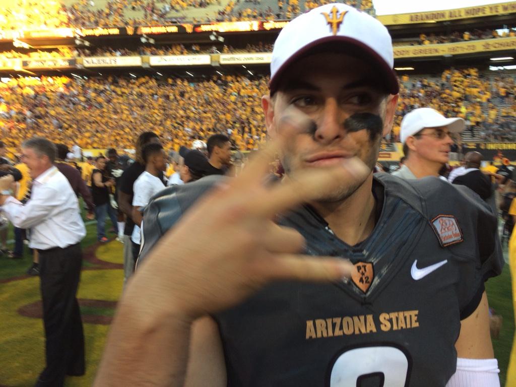 TheCheapSeatsTV's tweet photo. @FootballASU @MikeBerco was jacked after the #ASUvsND game yesterday. http://t.co/zM5xQBijS0