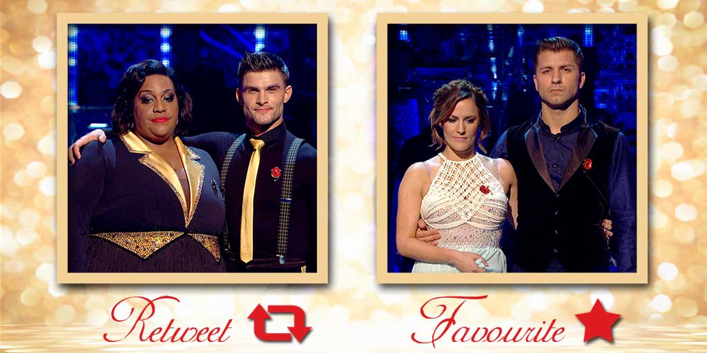 bbcstrictly's tweet photo. Who should the judges save? RT for Alison and Aljaz. Favourite for Caroline and Pasha #scd http://t.co/uQQb1XR8vq