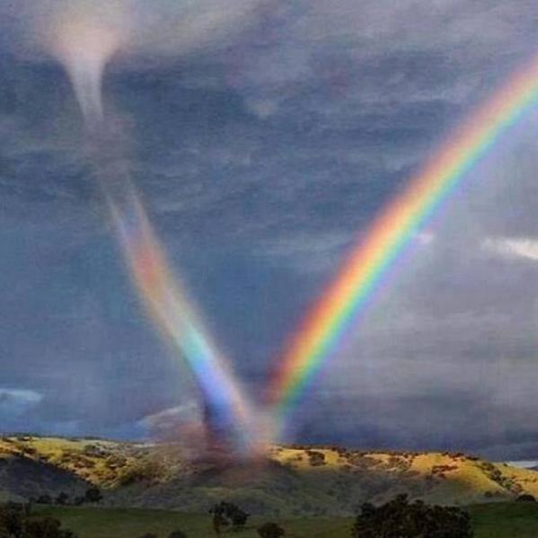 TheMindBlowing's tweet photo. A tornado hit a rainbow and this is what happened. http://t.co/VCZuVsML0G
