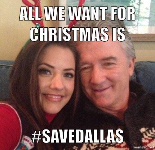 TeamJREwingIII's tweet photo. @CW_network @wgnamerica @CBS @lifetimetv @CBSTweet @CMT grant our Xmas wish and #SaveDallas http://t.co/XiJi1ROTjE
