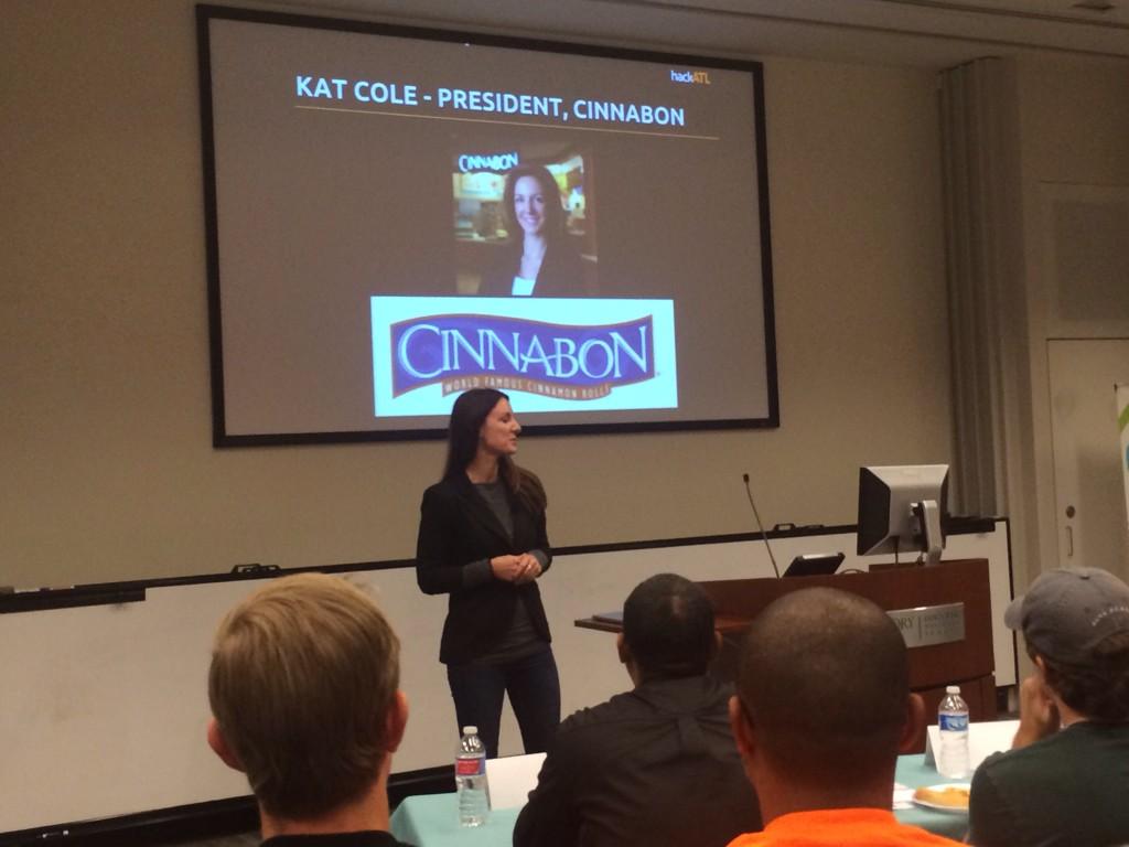 HackATL's tweet image. Kat cole! #HackATL #letsbuildstuff #cinnabon