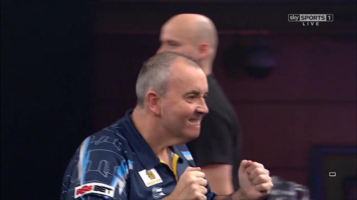 livedarts's tweet photo. A phenomenal 114.6 average, five 180s and 71% on the doubles from Phil Taylor as he thrashes Christian Kist 5-1! http://t.co/z0yu2SF4cd