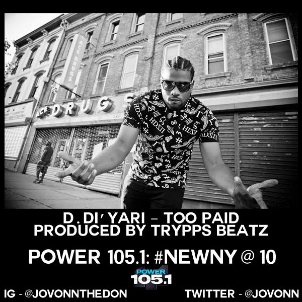 DDIYARI's tweet photo. @NbNYNeLLz RT:Tune Into @Power1051 #NewNY with @Jovonn at 10pm! He's gonna Blast off My Street Anthem #TooPaid http://t.co/tMEzLm0KAm