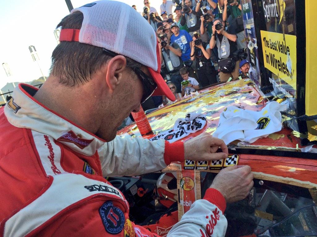 That sticker looks good with the rest of the collection! RT if you'll be rooting 4 <a href="/KevinHarvick/">Kevin Harvick</a> <a href="/HomesteadMiami/">Homestead-Miami Speedway</a>! -MM
