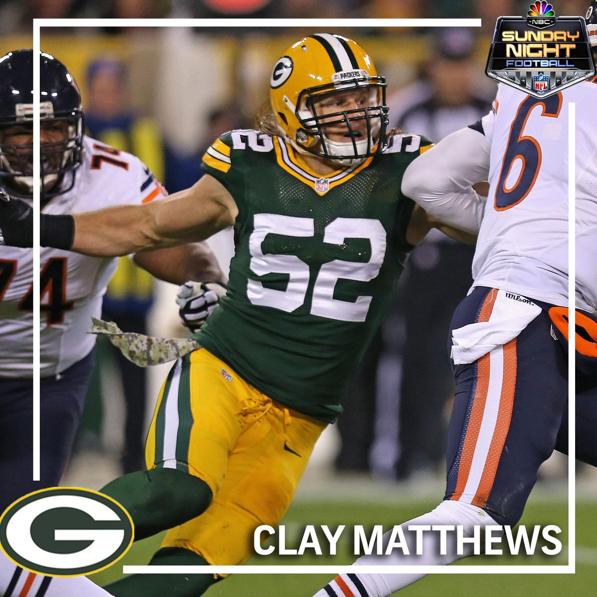 SNFonNBC's tweet photo. .@ClayMatthews52 also receives a game ball! #SNF http://t.co/L2g5NrdHKq