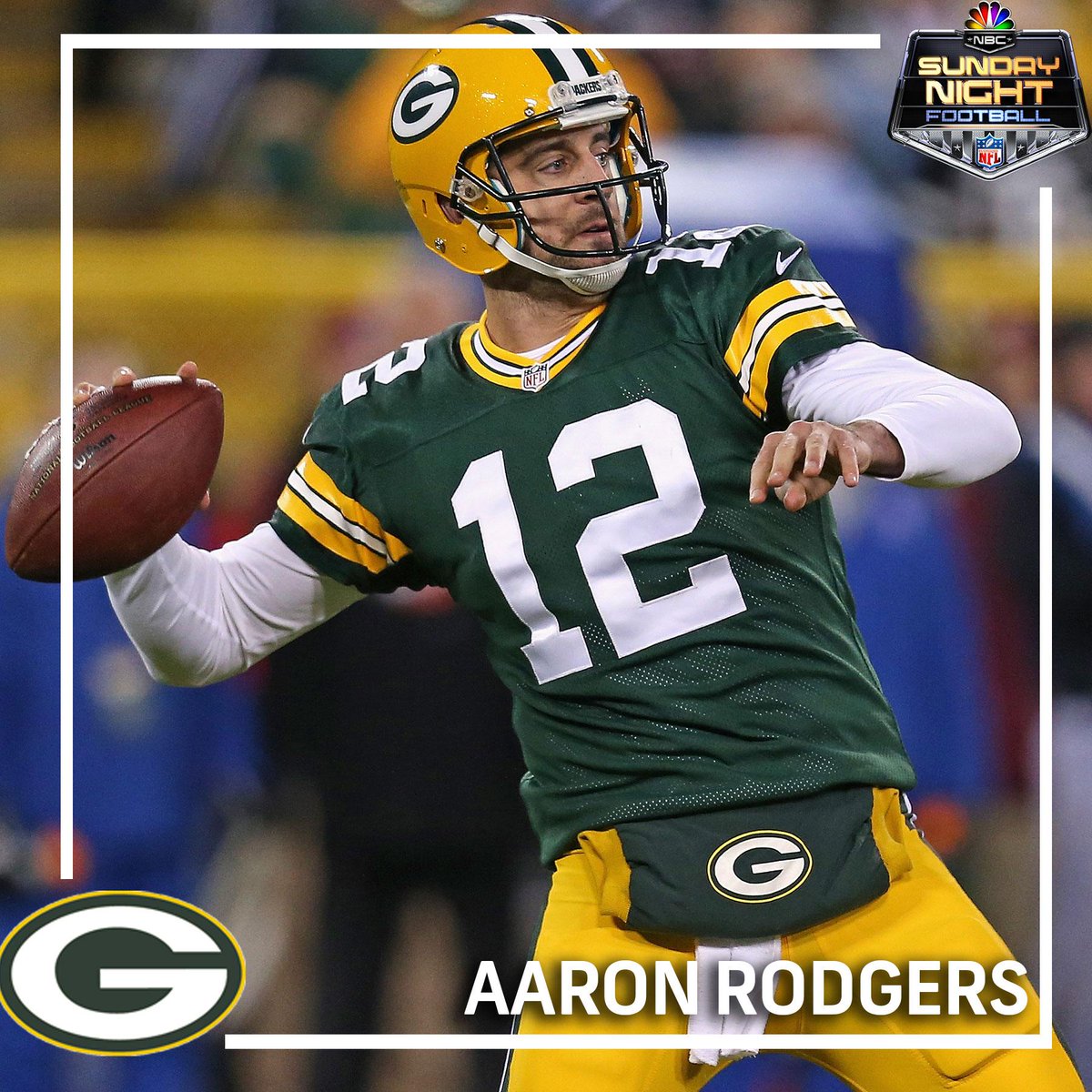 SNFonNBC's tweet photo. After throwing for 315 yards and 6 TDs, @AaronRodgers12 is also a recipient of a game ball! #SNF http://t.co/ptJ3BKBTkP