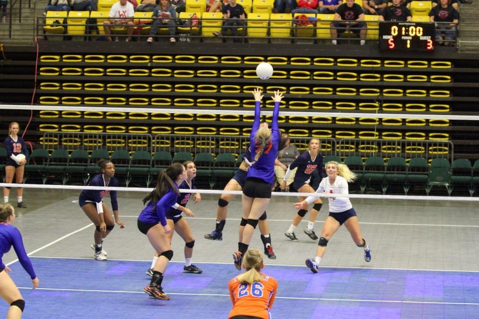 K_roach6's tweet image. #timpviewvolleyball nice jump Sarah  state champions 2014