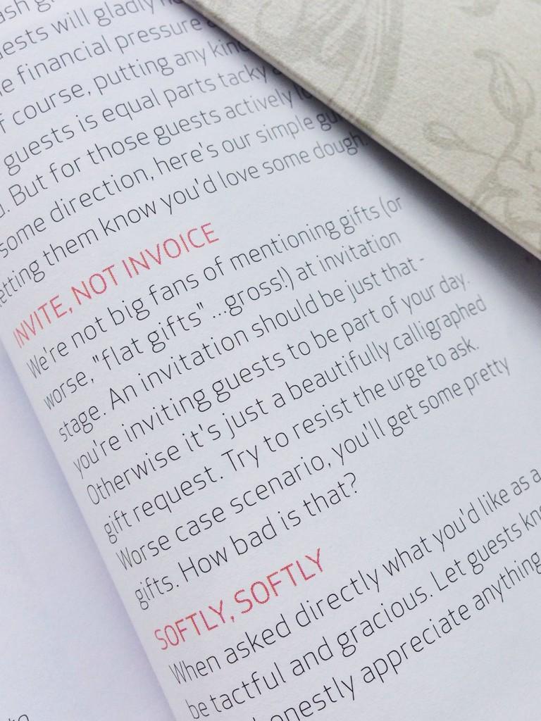 FinerDetails1's tweet photo. Invite not Invoice. Great feature in @confettimag Winter issue about asking guests for money {cringe}. http://t.co/levRRKoiXy