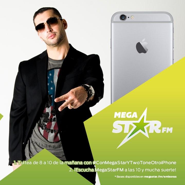 MegaStarFM's tweet photo. @MateoYAndreaFM sortean otro iPhone6. Para participar tuitea de 8 a 10h. (a.m.) con #ConMegaStarYTwoToneOtroiPhone http://t.co/ezhOLkYx2O