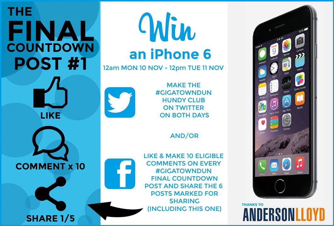 SPECIAL TWEET #1
RT for the iPhone competition #gigatowndunedin