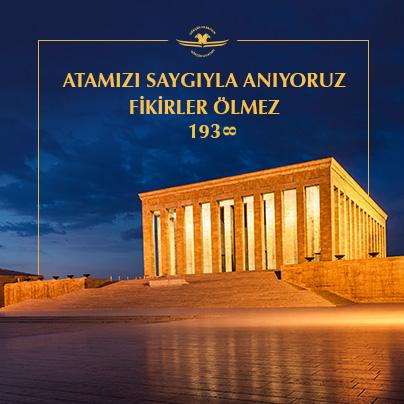 Cumhuriyetimizin kurucusu ulu önderimiz Atatürk'ü vefatının 76.Yıl dönümünde gurur,saygı,özlem ve minnetle anıyoruz!
